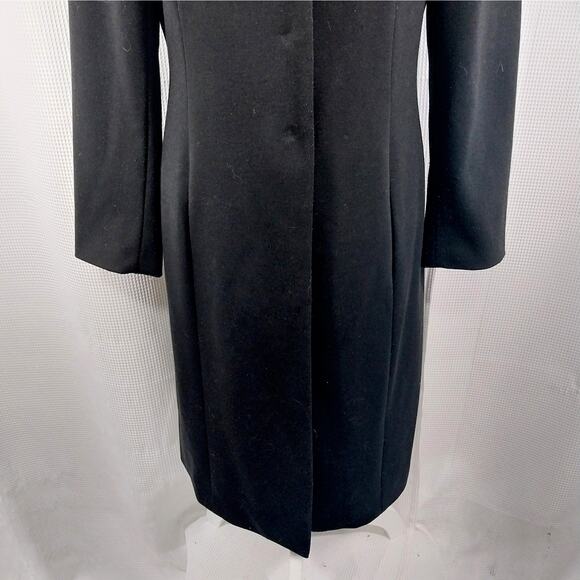 SHARAGANO NOIR! RICH BLACK UKTRA LONG, GOLD FRONT FOCAL POINT JACKET! SZ 10 - Picture 5 of 14